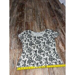 Women’s Worthington Black & White Floral Print Top Size Large